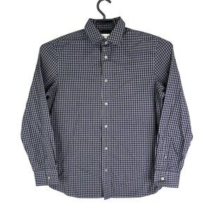 Mens Calvin Klein Navy & Gray Plaid Shirt Long Sleeve Button Down Size S